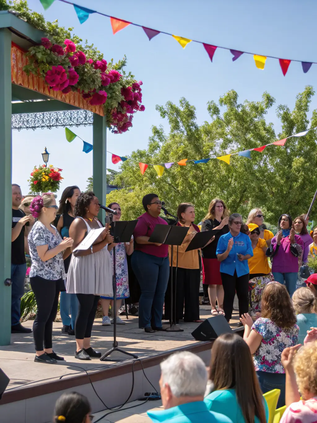 A diverse group of people enjoying a cultural event, with a focus on their expressions of joy and engagement with the performance.