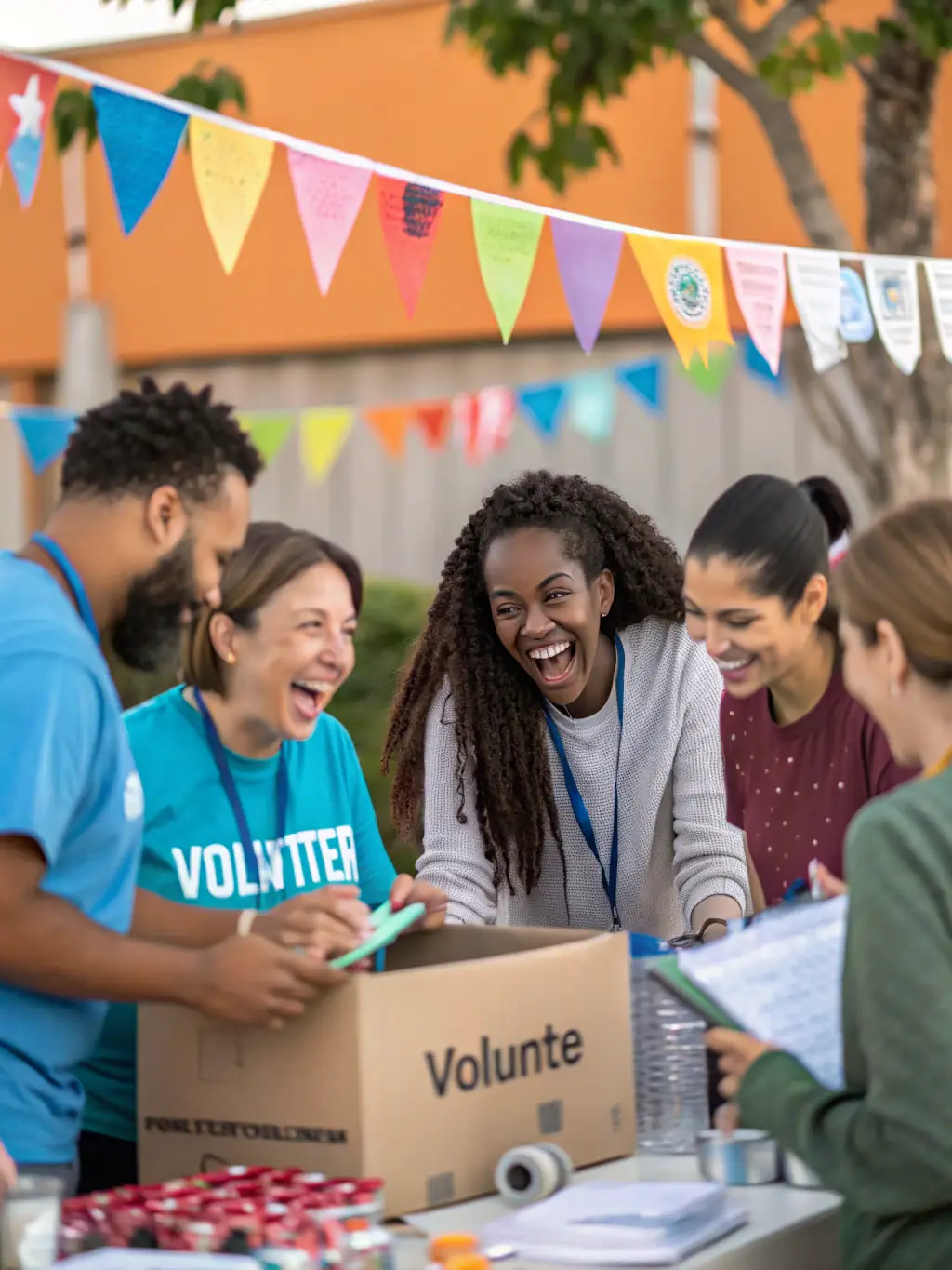 A picture of volunteers setting up sound equipment for a community event, highlighting the collaborative effort and dedication to enhancing local cultural experiences.