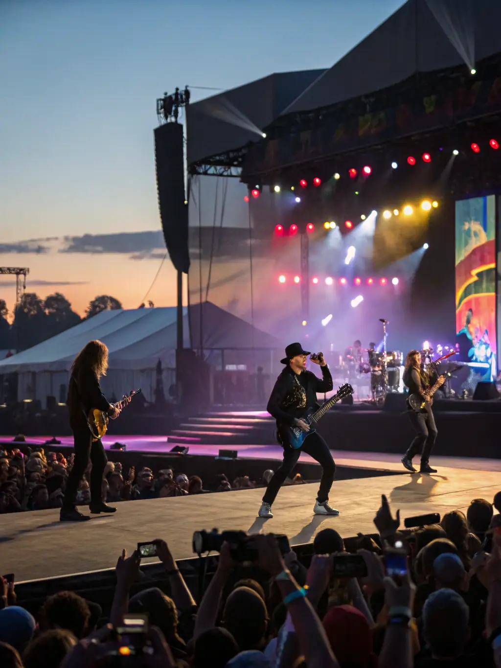A vibrant image of a live music performance at a local festival, showcasing F.D.P.S.E.S.A.'s sound equipment in action, capturing the energy and excitement of the event.